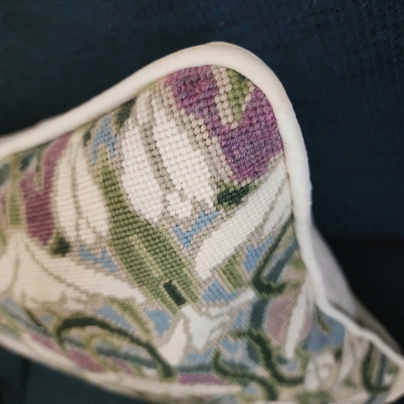 Ehrman Snowdrops Needlepoint Pillow Tapestry Velvet Back Zip Art Nouveau Floral - Picture 5 of 11